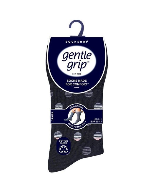 Gentle Grip Black 6 Pairs Non Elastic Socks for men