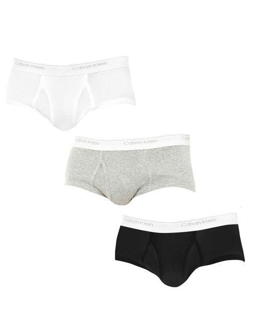 Calvin Klein White Pack-3 Slips With Breathable Fabric And Front Opening U1000A For for men
