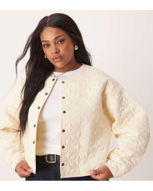 ASOS Natural Design Quilted Jacket With Cocoon Sleeve