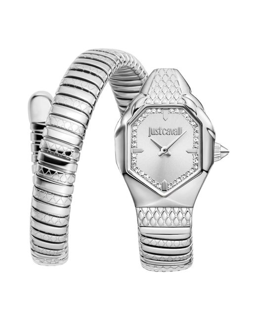 Just Cavalli Gray Snake Watch, Color Case, Dial, Stainless Steel Bracelet