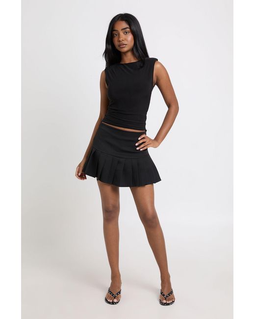 Boohoo Black Tailored Pleated Mini Skirt