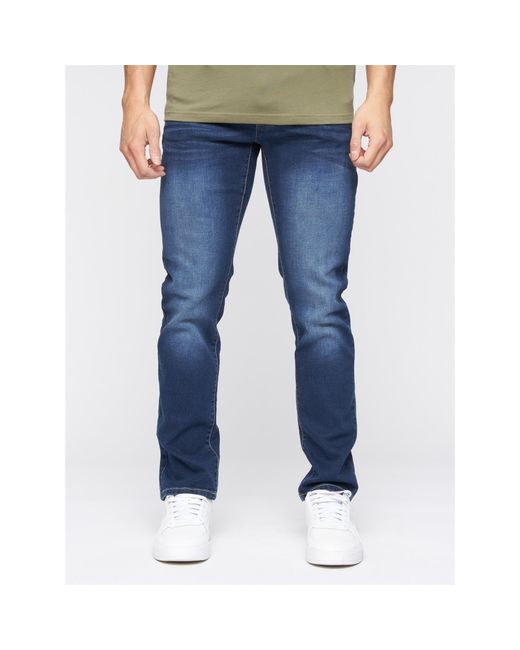 Crosshatch Blue Farrowed Stretch Jeans (Dark Wash) for men