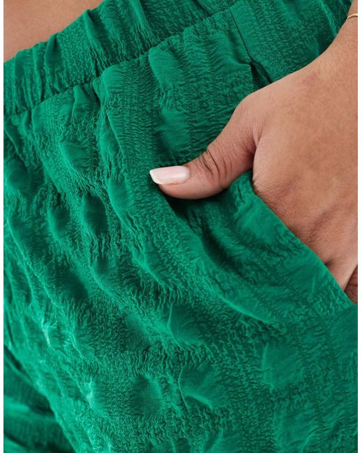 Vero Moda Green Textured Wide Leg Trousers