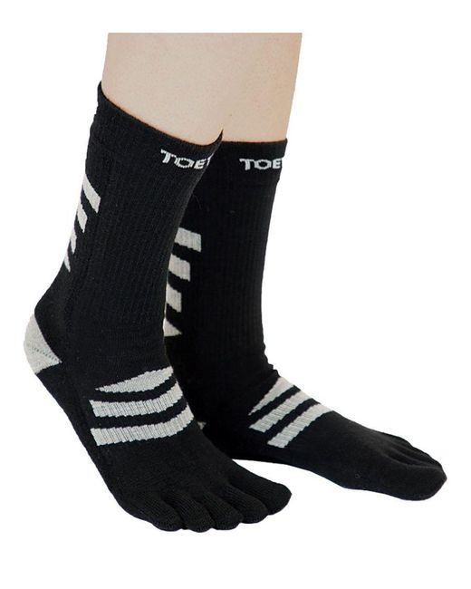 Toetoe Black Ladies Outdoor 3D Terry Walker Cushioned Wool Toe Socks for men