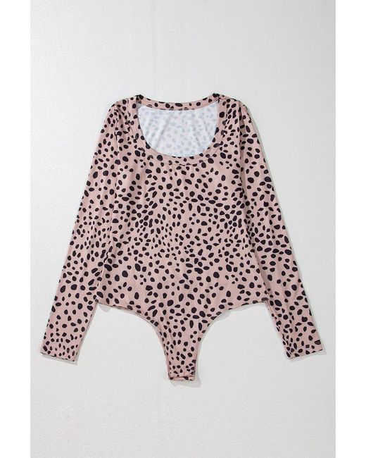 Azura Exchange White Leopard Print Long Sleeve Bodysuit