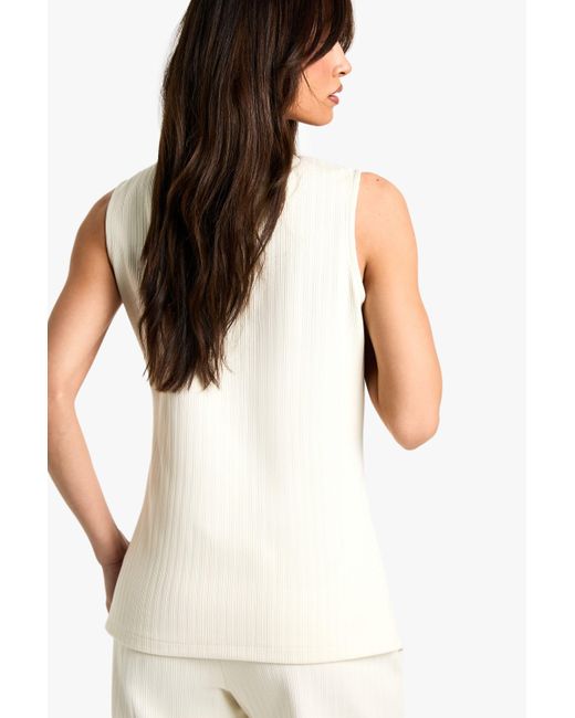 Boohoo White Tall Cord Waistcoat