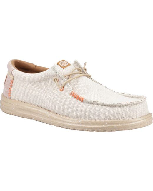 HeyDude White Wally Coastline Canvas Boat Shoes for men