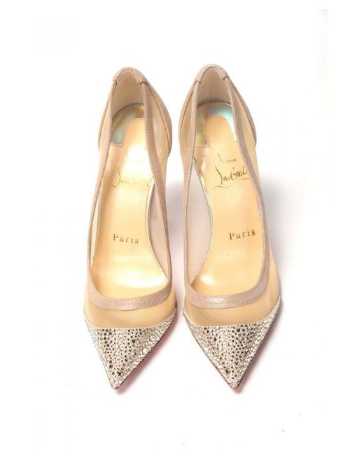 Christian Louboutin White Version Embellished High Heels Pumps Leather