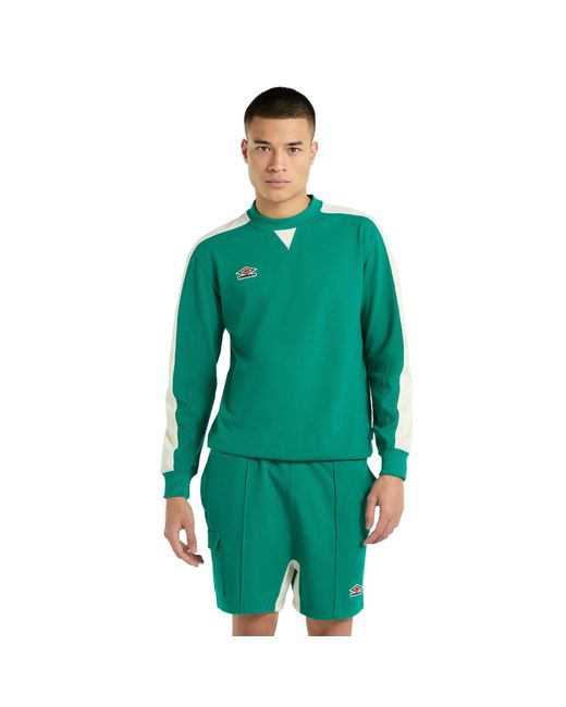 Umbro Green Panelled Relaxed Fit Sweatshirt (Quetzal/Papyrus) for men