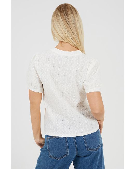Brave Soul White Textured Jersey Short Sleeve T-Shirt