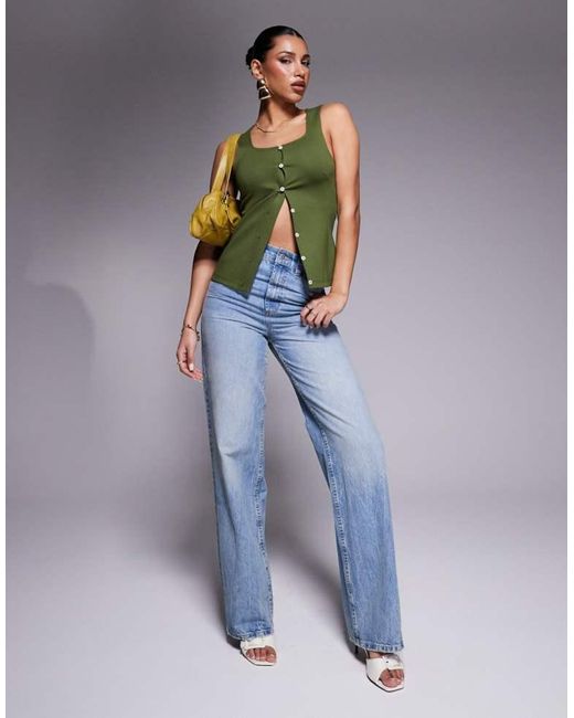 ASOS Green Premium Ponte Longline Waistcoat