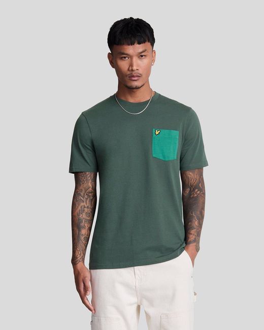 Lyle & Scott Green Tonal Pocket T-Shirt for men