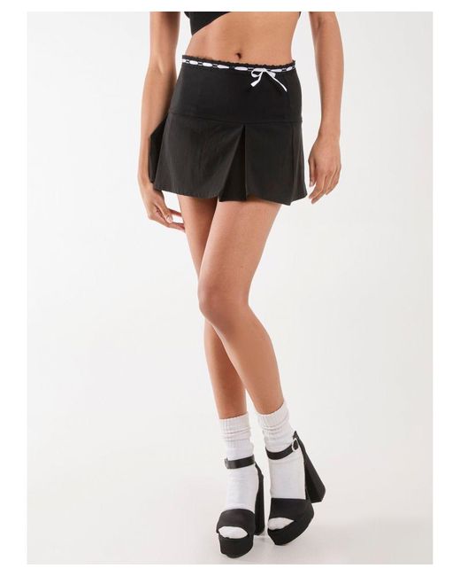 Pink Vanilla White Bengaline Bow Detail Mini Skirt