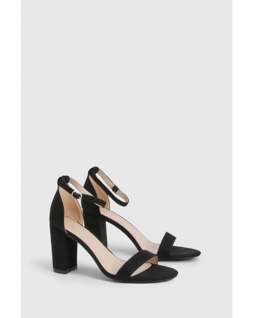 Boohoo Black Mid Block 2 Part Heels