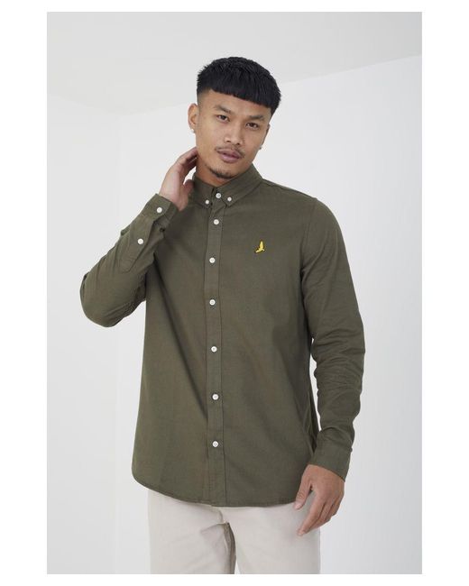 Brave Soul Green '' Cotton Long Sleeve Oxford Shirt for men
