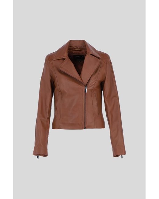 Ashwood Leather Brown Real Veg Tanned Plain Biker Jacket