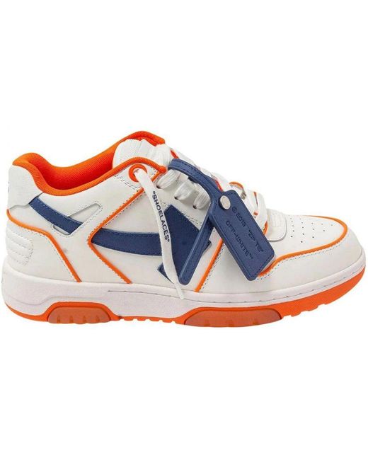 Off-White c/o Virgil Abloh Gebroken Witte Out-of-office Oranje Lederen Sneakers in het Blue voor heren