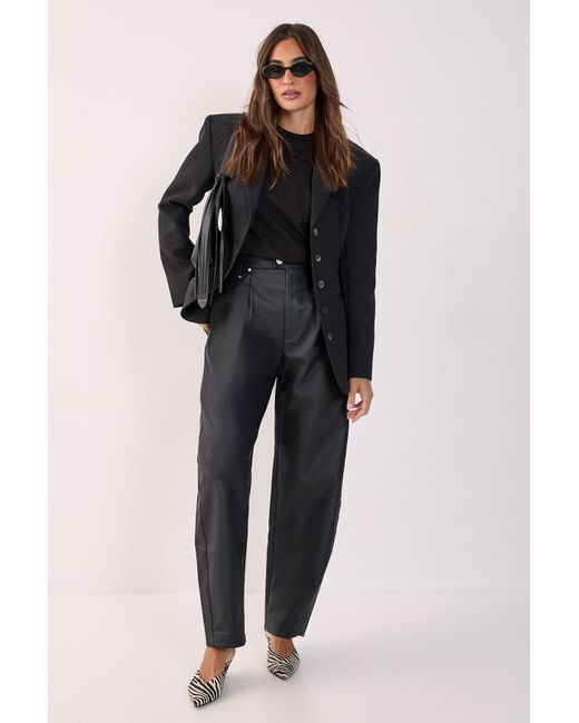 Nasty Gal Black Barrel Leg Faux Leather Pants