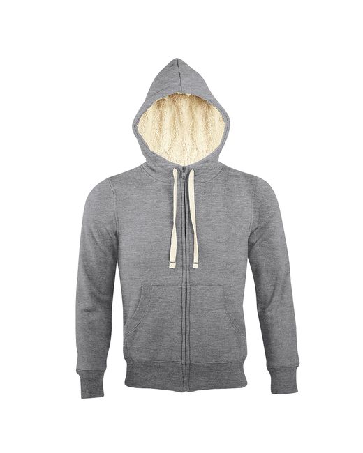 Sol's Gray Sherpa Zip-Up Hooded Sweatshirt Hoodie Marl) for men