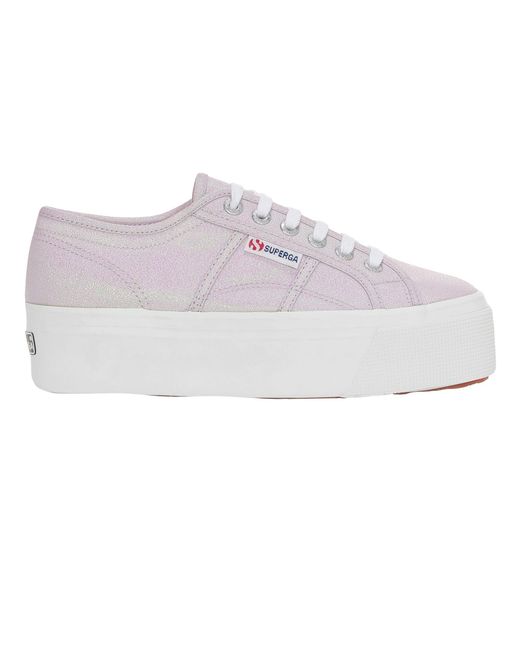 Superga Gray Ladies 2790 Lamew Lace Up Trainers (Pastel/Iridescent)