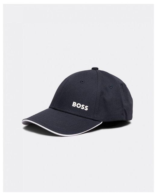 Boss Blue Cotton-twill Cap With Printed Logo