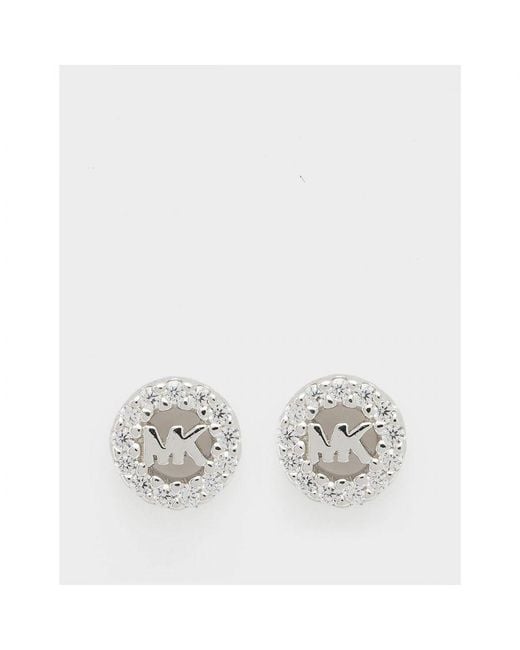 Michael Kors White Accessories Logo Stud Earrings