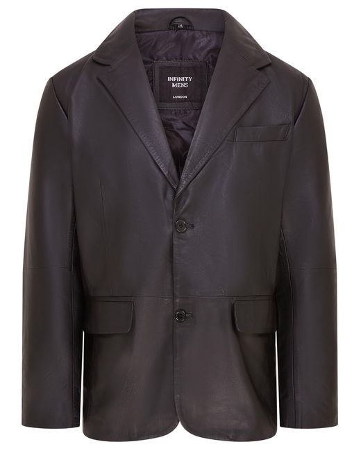 Infinity Leather Black 2 Button Blazer Jacket for men