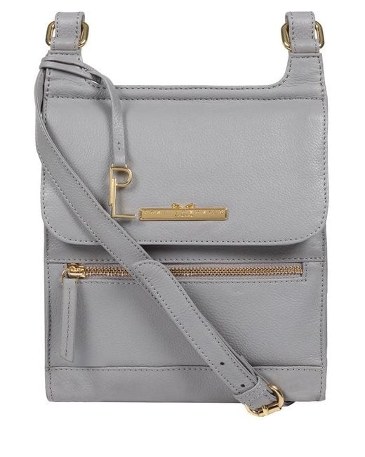 Pure Luxuries Gray 'Kempston' Leather Cross Body Bag