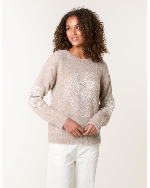 Blue Vanilla Natural Jumper With Embroidered Heart