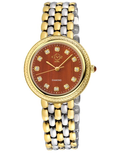 Gv2 Multicolor Arezzo Diamond Watch, Ipyg Case, Jasper Dial, Two Toned Ss/Ipyg Bracelet