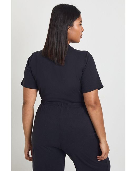 Boohoo Blue Plus Ultra Soft Grown On Neck Short Sleeve Bodysuit