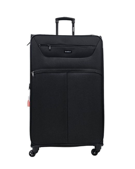 Infinity Leather Black Lightweight Soft Suitcases 4 Wheel Luggage Travel Tsa Cabin