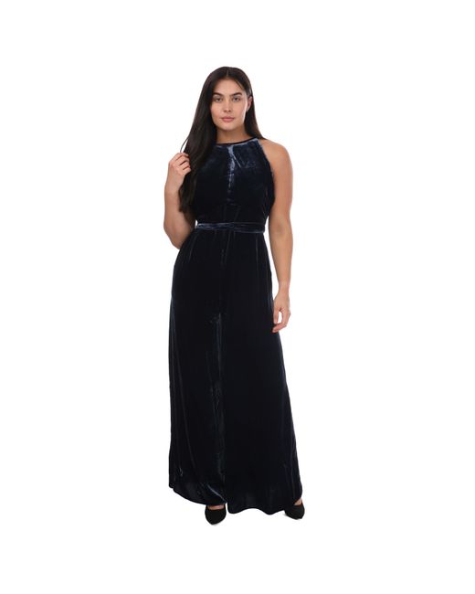 Ted Baker Black Womenss Libbiey Velvet Wrap Bodice Jumpsuit