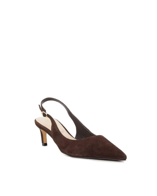Dune Brown Celinna Pointed Toe Kitten Heel Court Shoes