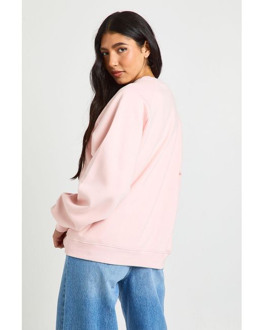 Boohoo Pink Tall Raglan Seam Oversized Sweatshirt