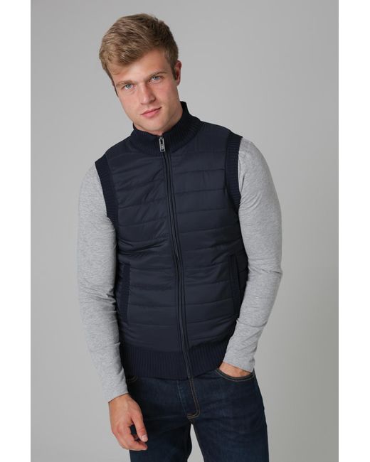 Kensington Eastside Blue Quilted Fleece Lined Zip-Through Gilet for men