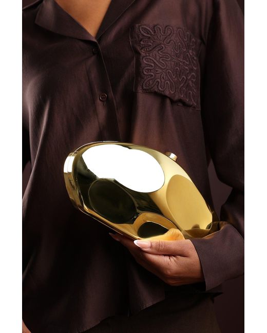 Where's That From Black Wheres 'Nude' Sculpted Evening Clutch Bag
