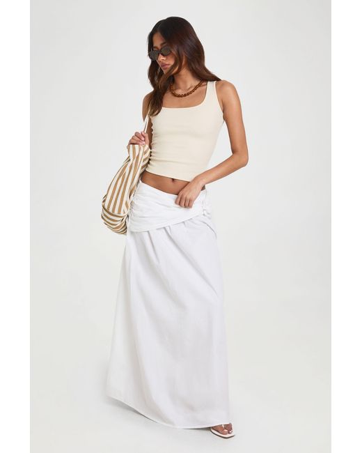 Boohoo White Poplin Wrap Maxi Skirt