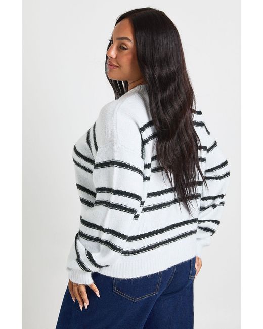 Boohoo Blue Plus Stripe Knit Jumper