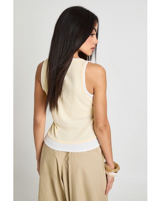 Boohoo White Ribbed Layer Vest With Trim