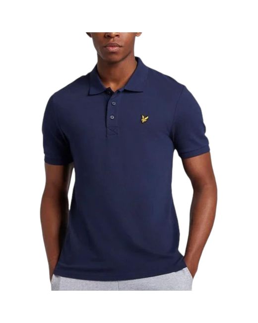 Lyle & Scott Blue Polo Shirt Short Sleeve Summer Golf Tee Cotton Jersey Sports for men