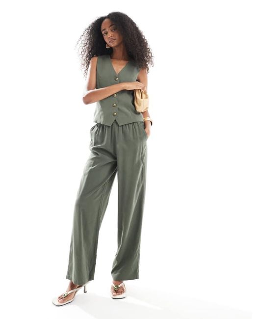 ONLY Green Tailored Twill Pull On Trousers Co-Ord