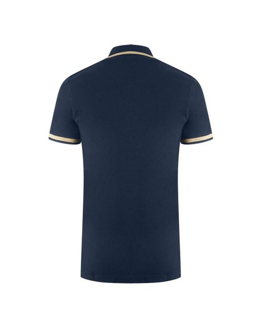 Aquascutum Blue Aq 1851 Embroidered Tipped Polo Shirt for men