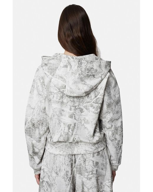 Good For Nothing Gray Baggy Camo Zip Hoodie With Embroidered Logo