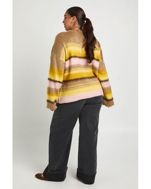 Boohoo Blue Plus Brushed Stripe Oversized Jumper