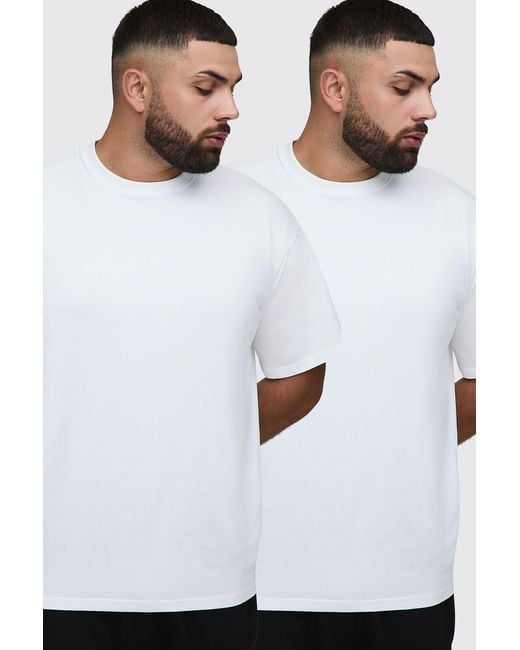 BoohooMAN White 2 Pack Essential Oversized T-Shirt for men