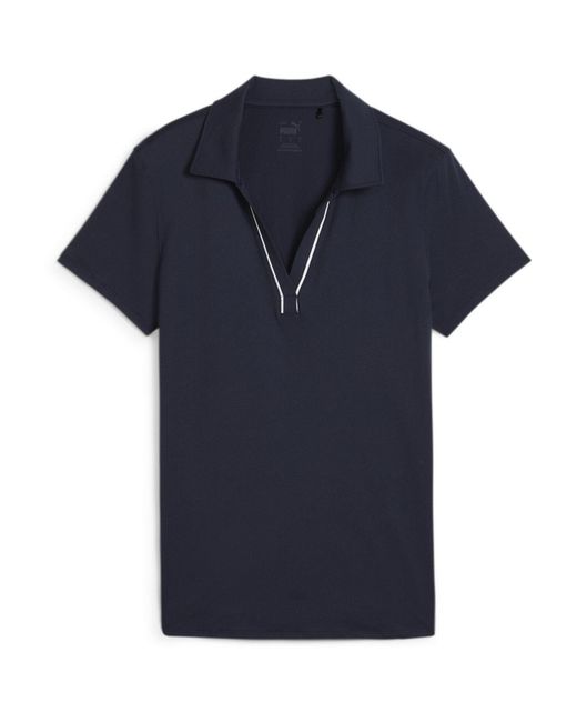PUMA Blue Cloudspun Piped Short Sleeve Performance Polo Shirt