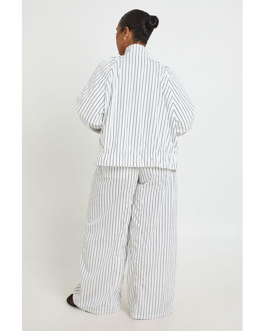 Boohoo White Plus Stripe Wide Leg Trouser