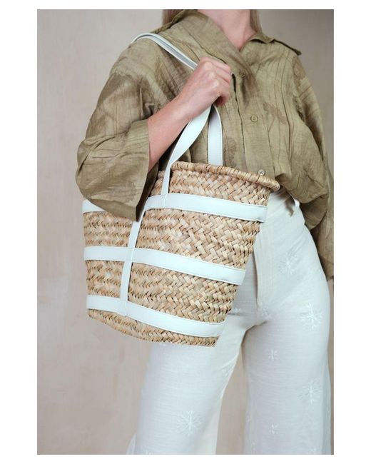 Where's That From Gray 'Ocean' Ratan Beach Bag With Pu Strap Detailing