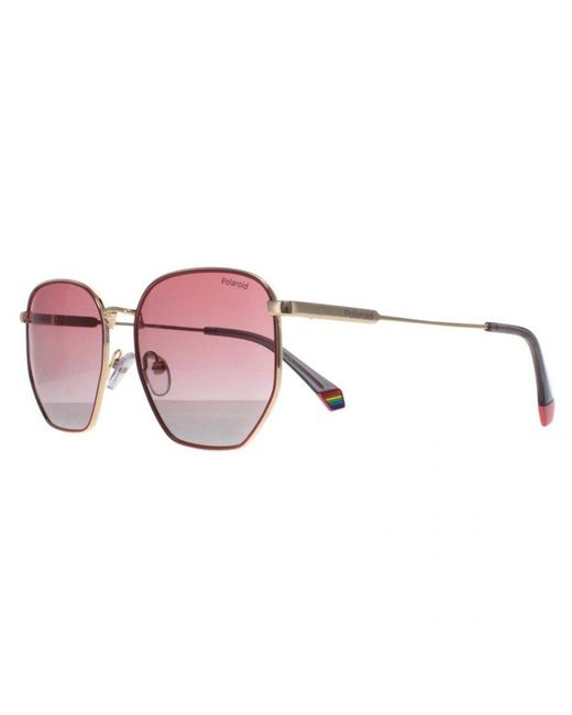 Polaroid Pink Square Metal Polarized Gradient Sunglasses